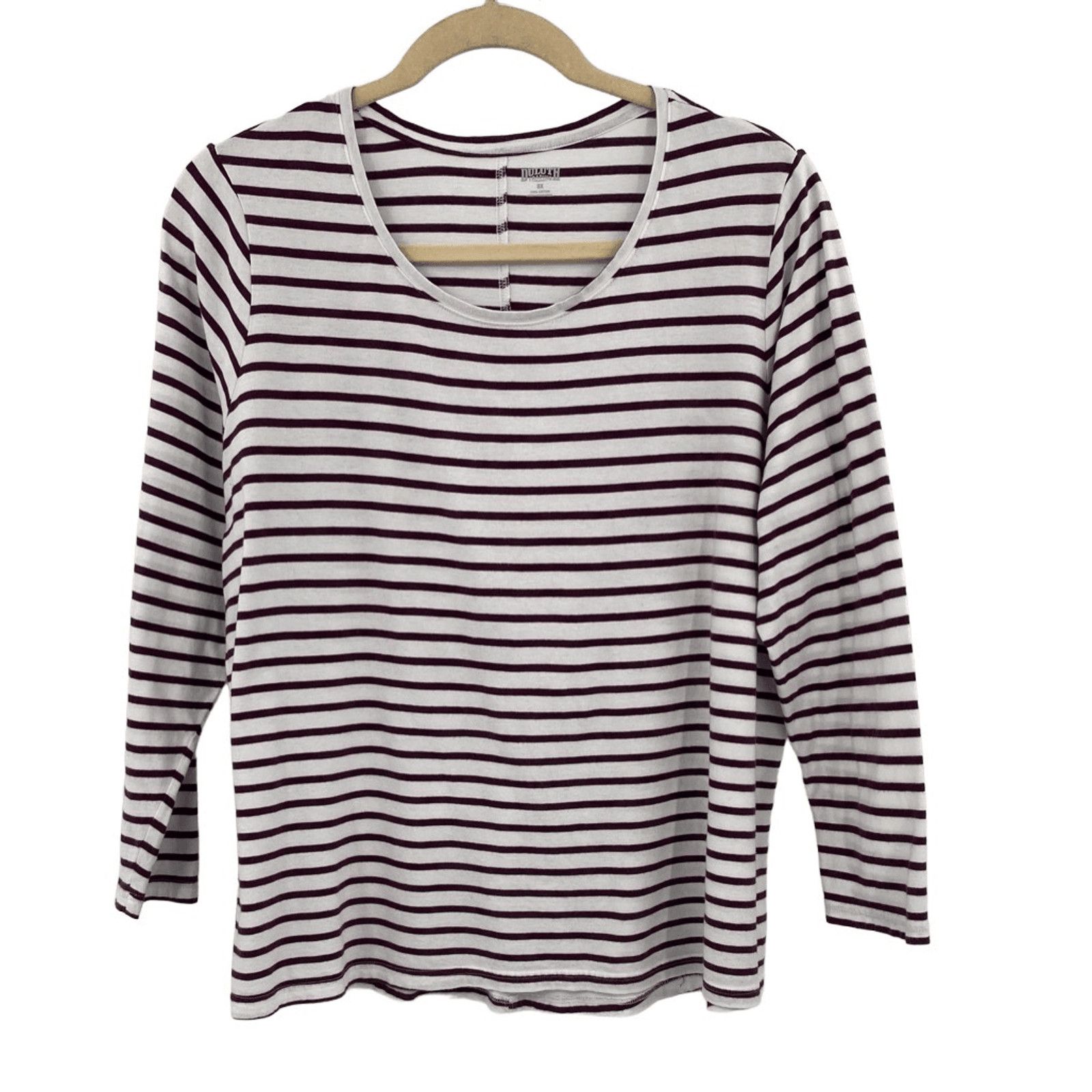 Duluth Trading Company Duluth Trading Co Red White Striped Long Sleeve Top Size 3X Size 3XL / US 20-22 - 1 Thumbnail