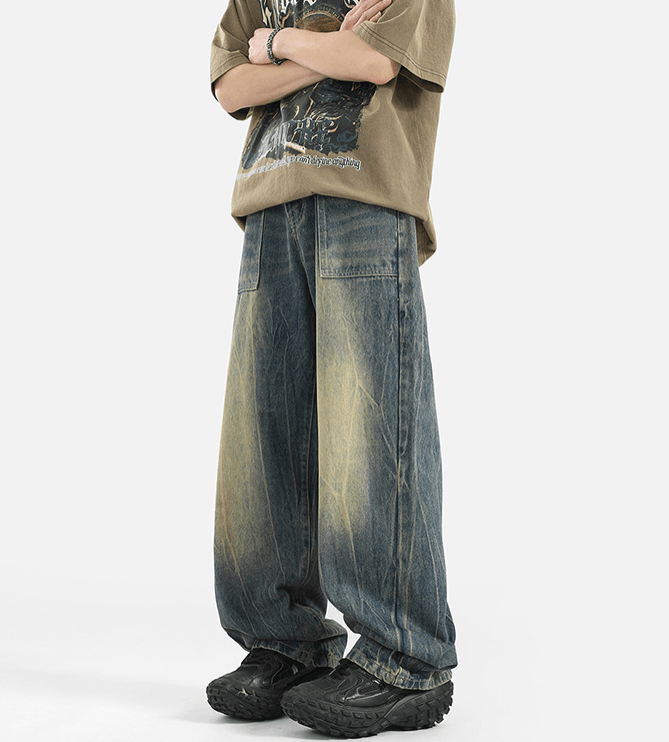 Japanese Brand × Vintage American street men's cleanfit washed straight flared jeans Size US 32 / EU 48 - 3 Thumbnail