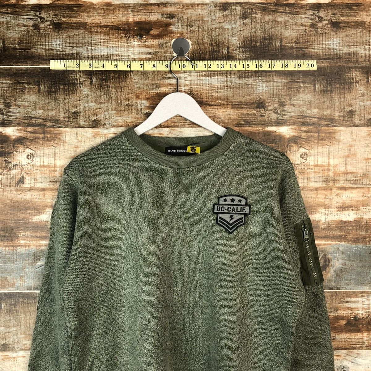 Japanese Brand Blue Cross streetwear Green Sweatshirt #A2064 Size US S / EU 44-46 / 1 - 2 Thumbnail