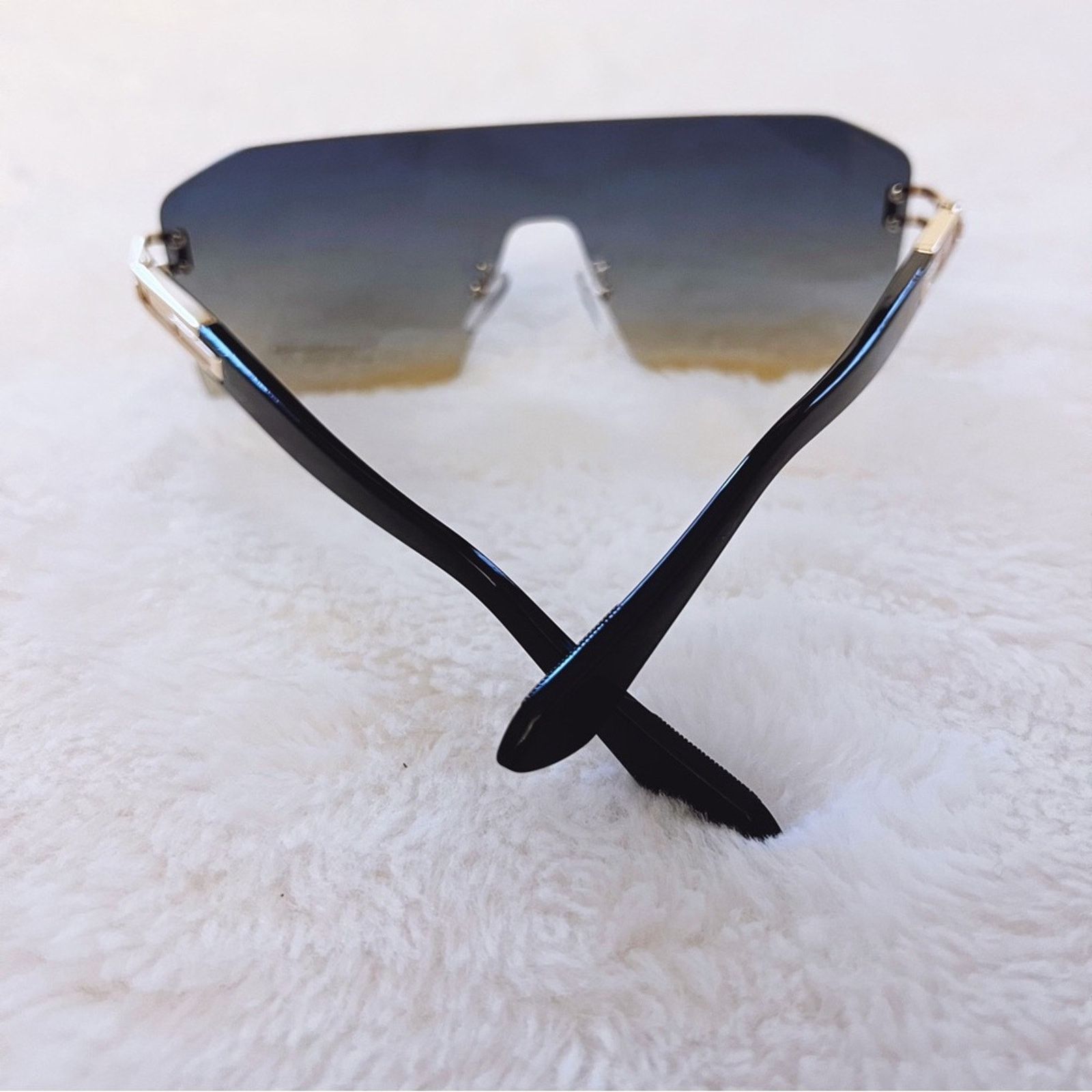 Other Sadie Teal & Brown Oversized Rimless Flat-Top Sunglasses Size ONE SIZE - 9 Thumbnail
