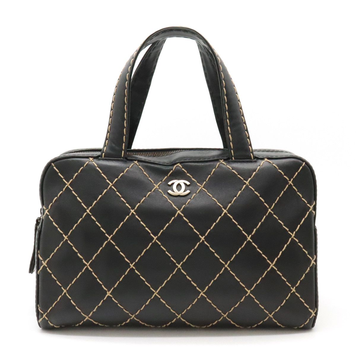 Chanel Chanel Chanel Leather Wild Stitch Handbag Mini Boston Bag A14692 Leather Handbag A14692 in Very Good Condition Size ONE SIZE - 1 Thumbnail