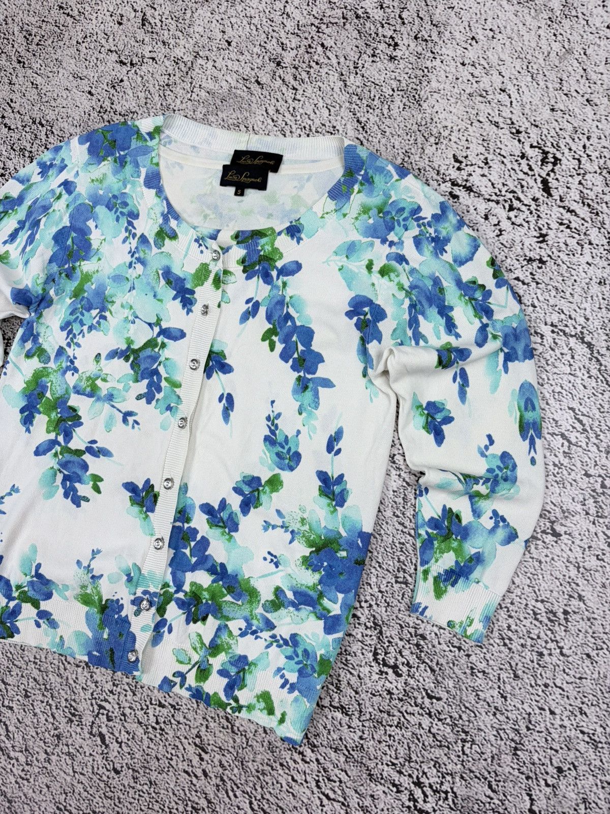 Japanese Brand Luisa Spagnoli Floral Knit Twin Set Cardigan Top Italy S Size S / US 4 / IT 40 - 4 Thumbnail