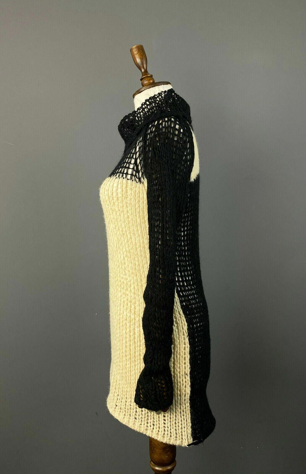 Designer Twin Set Simona Barbieri White / Black Knit Tunic Sweater Size M / US 6-8 / IT 42-44 - 4 Thumbnail