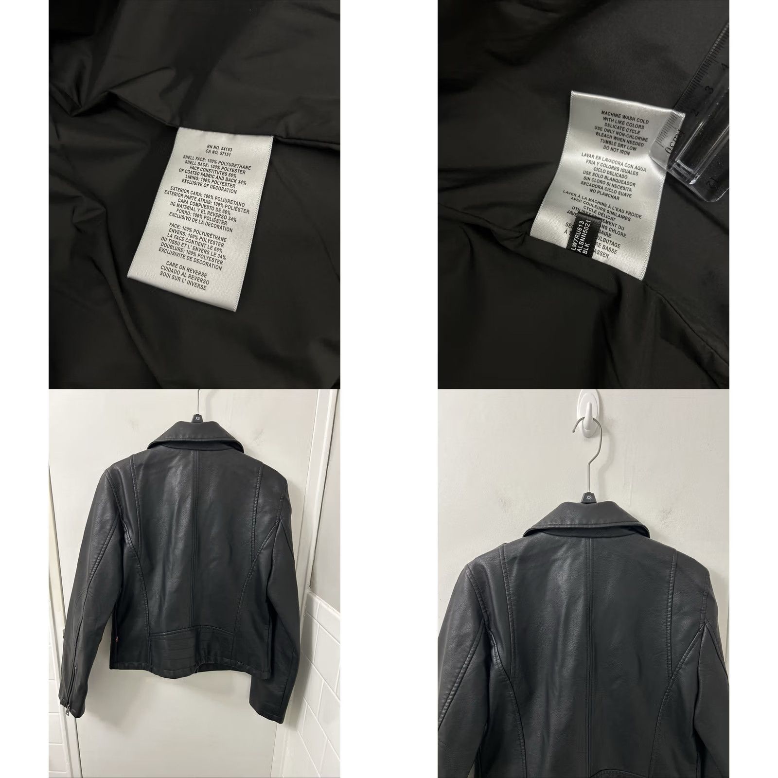 Levi's Levis Womens Faux Leather Moto Jacket Size M Black Asymmetrical Zip Biker Jacket Coat Size M / US 6-8 / IT 42-44 - 8 Thumbnail