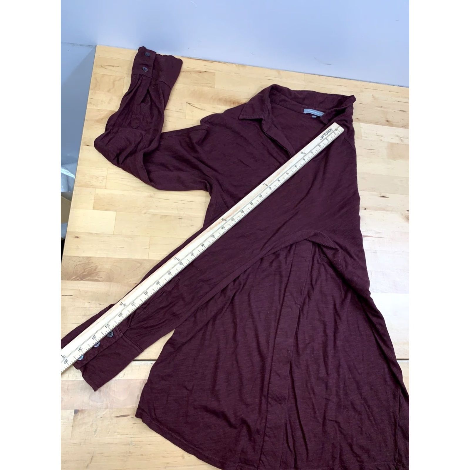 James Perse VINTAGE James Perse Button Up Women 1 Burgundy Long Sleeve Casual 13077 Size XS / US 0-2 / IT 36-38 - 5 Thumbnail