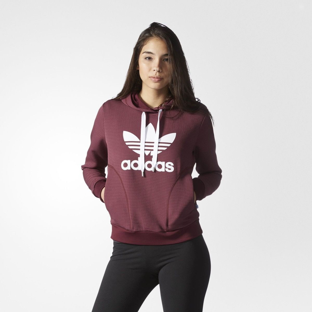 Adidas Adidas Originals Womens Burgundy Trefoil Hoodie Pullover Size S / US 4 / IT 40 - 1 Thumbnail