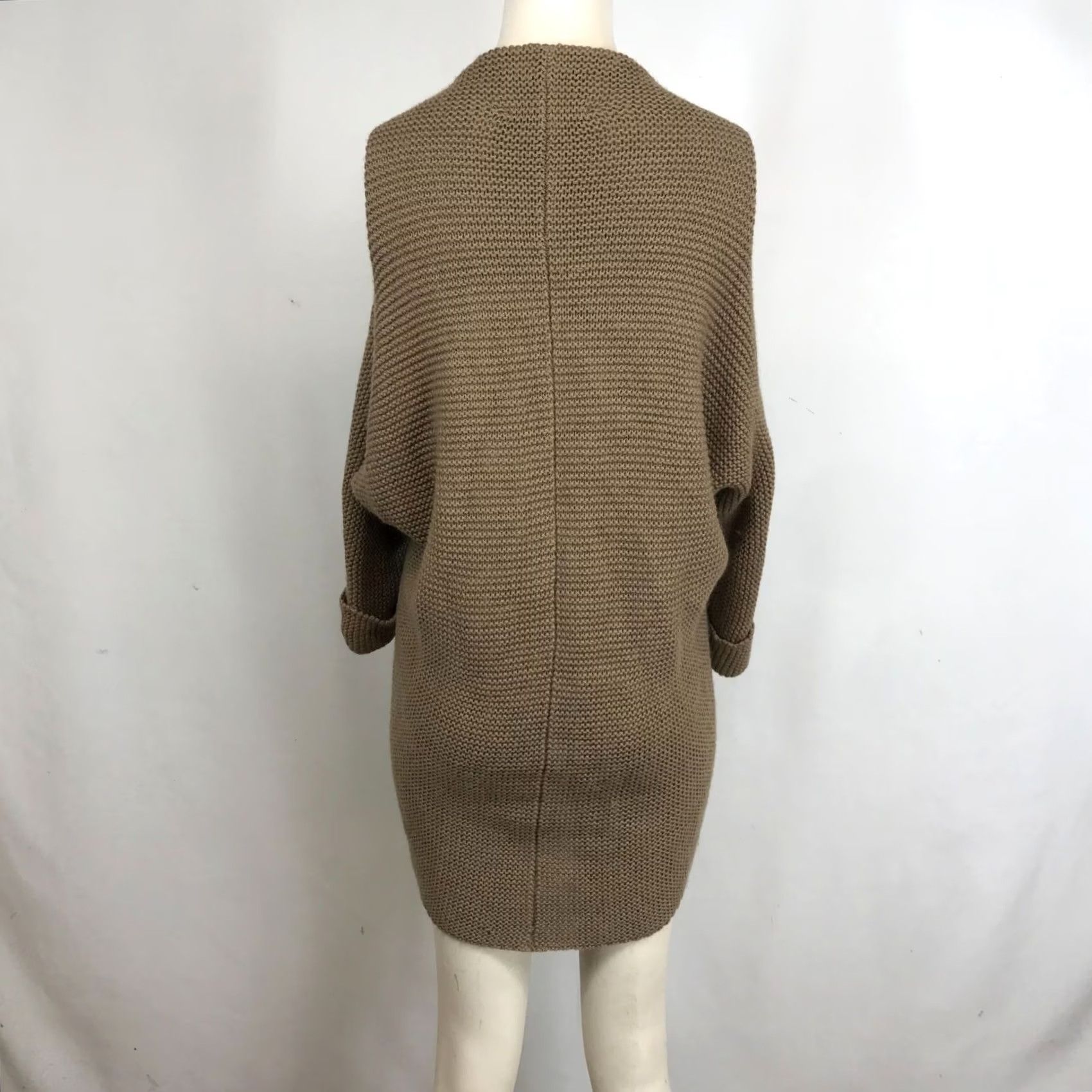 Brochu Walker BROCHU WALKER Cardigan ONE SIZE Brown Tan Alpaca Chunky Drape Front Womens Sweater Size ONE SIZE - 5 Thumbnail