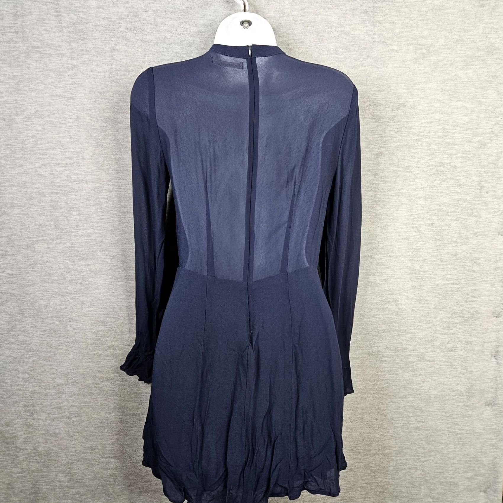 Reformation Reformation Fox Tie Neck Women’s Blue Long Sleeve Mini Dress Size 8 Size M / US 6-8 / IT 42-44 - 2 Thumbnail