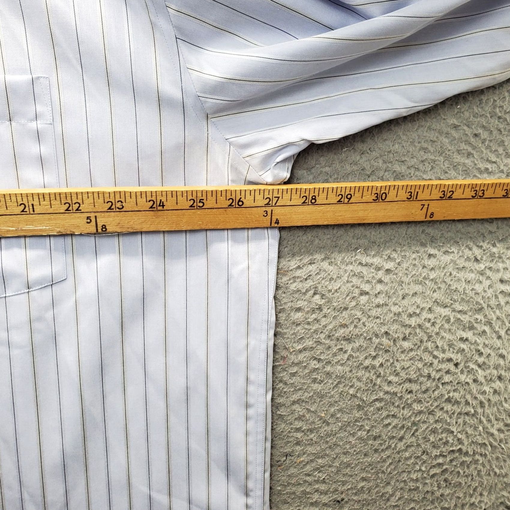 Egara Egara Mens Dress Shirt 3X Pinstripe Non-Iron French Cuff Collared Button Up Size 48R - 3 Thumbnail