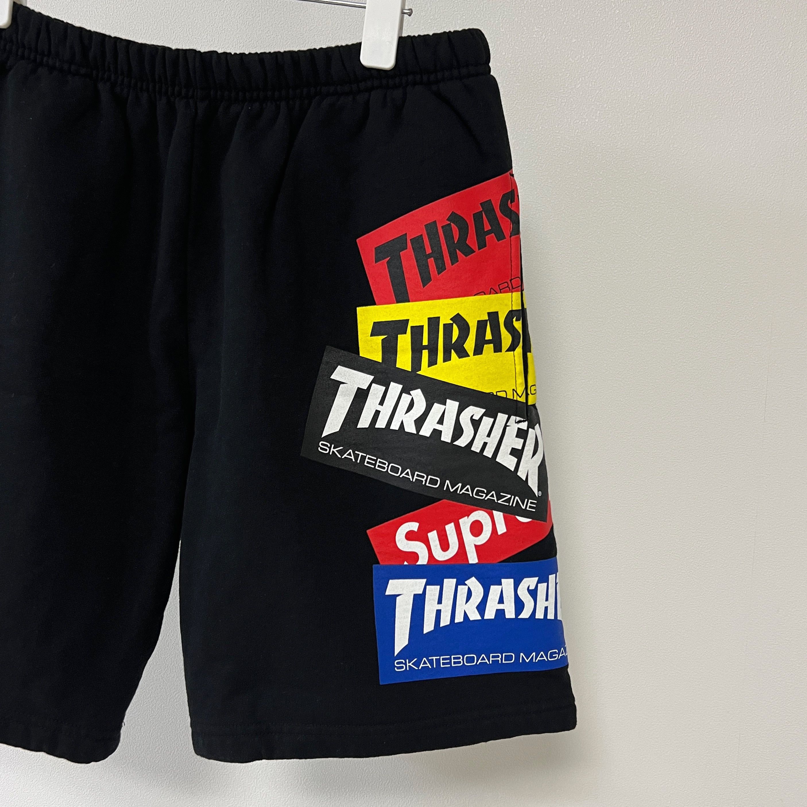 Supreme × Thrasher Supreme Thrasher FW21 Multi Logo Sweatshorts Black Size US 30 / EU 46 - 3 Thumbnail