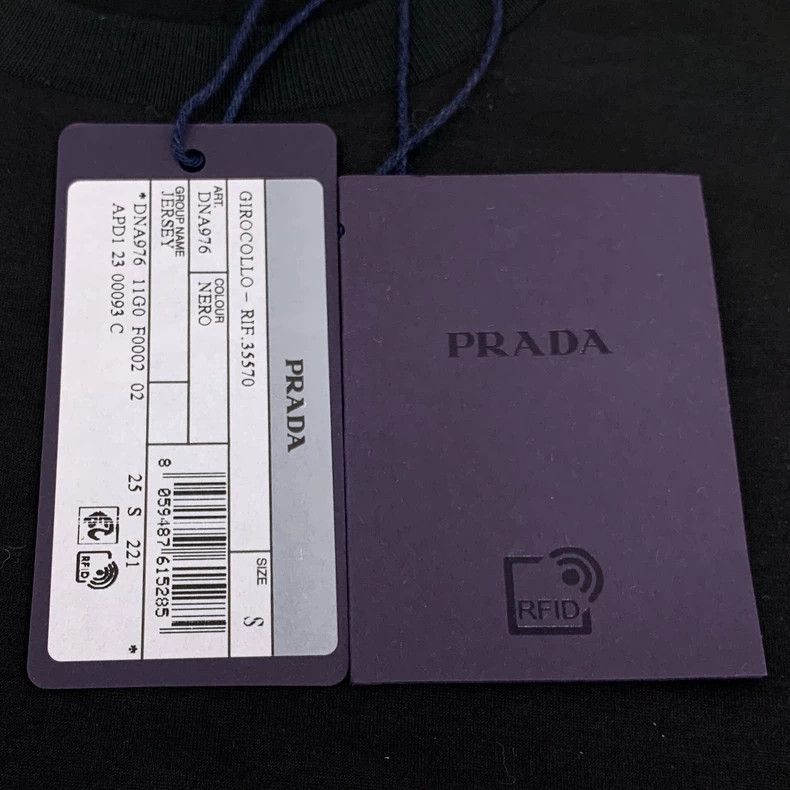 Prada Black Cotton Round Neck Short Sleeve Tshirt-2506 Size US S / EU 44-46 / 1 - 8 Thumbnail
