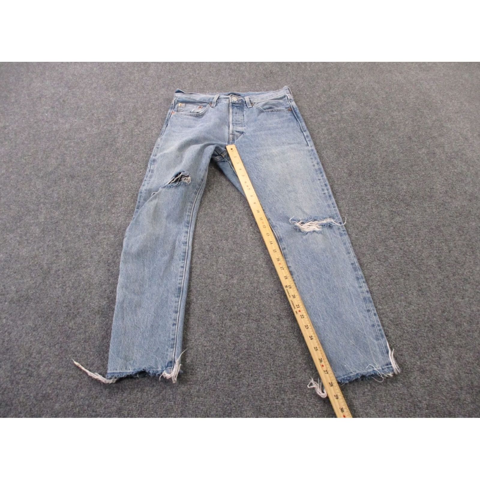 Levi's Levi's 501 Jeans Womens 27 Skinny Regular Blue Denim High Rise Distressed Color: Blue 501 Series Womens Jeans Size 30" / US 8 / IT 44 - 3 Thumbnail