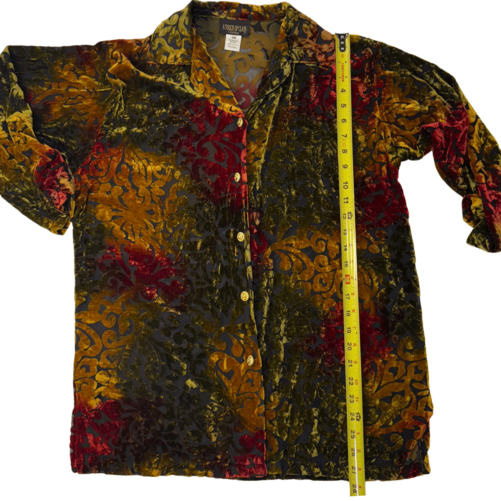 Vintage Vintage Sheer Button Up w/ Velvet Detailing | Women's Small Size S / US 4 / IT 40 - 6 Thumbnail