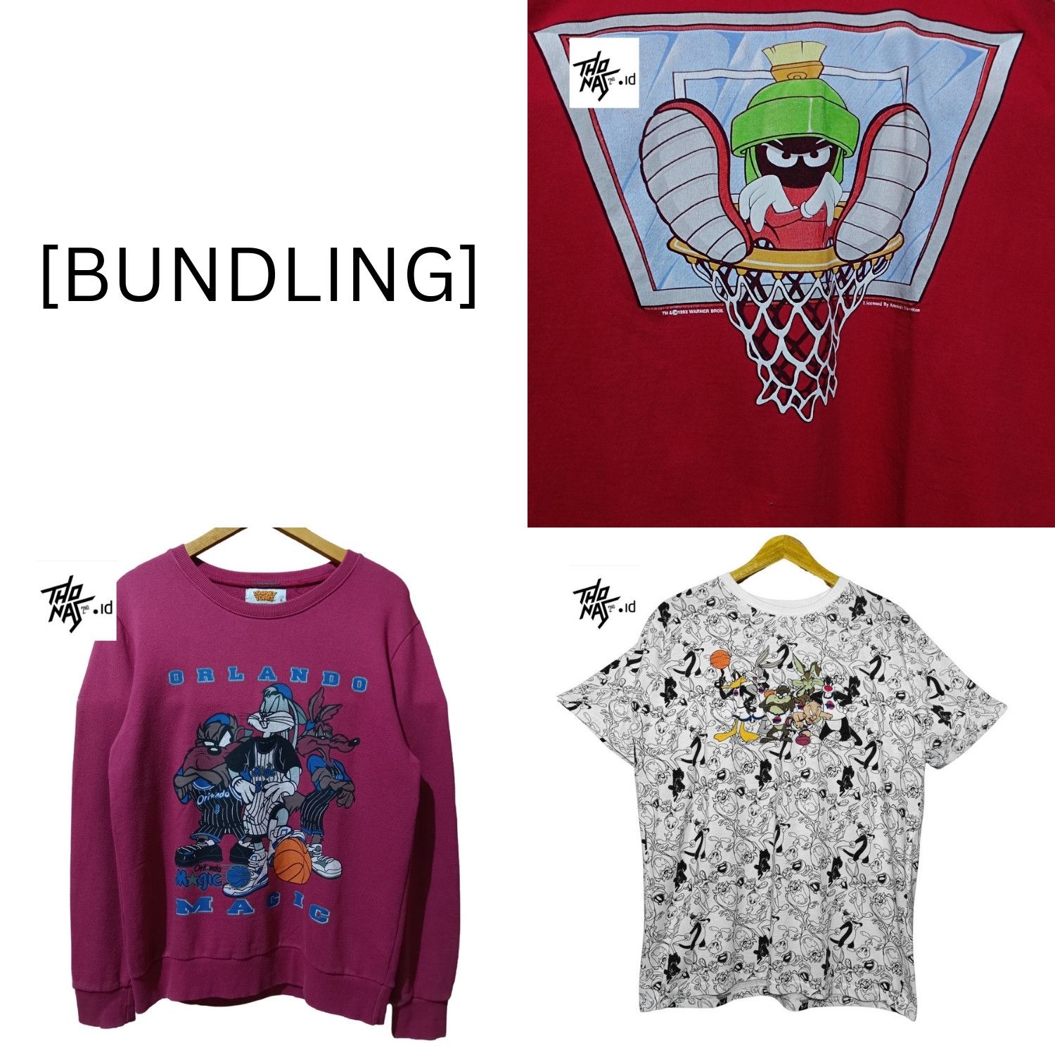 image of Cartoon Network x Vintage Marvin The Martian + Orlando Magic Looney Tunes + Space Jam in Red White 