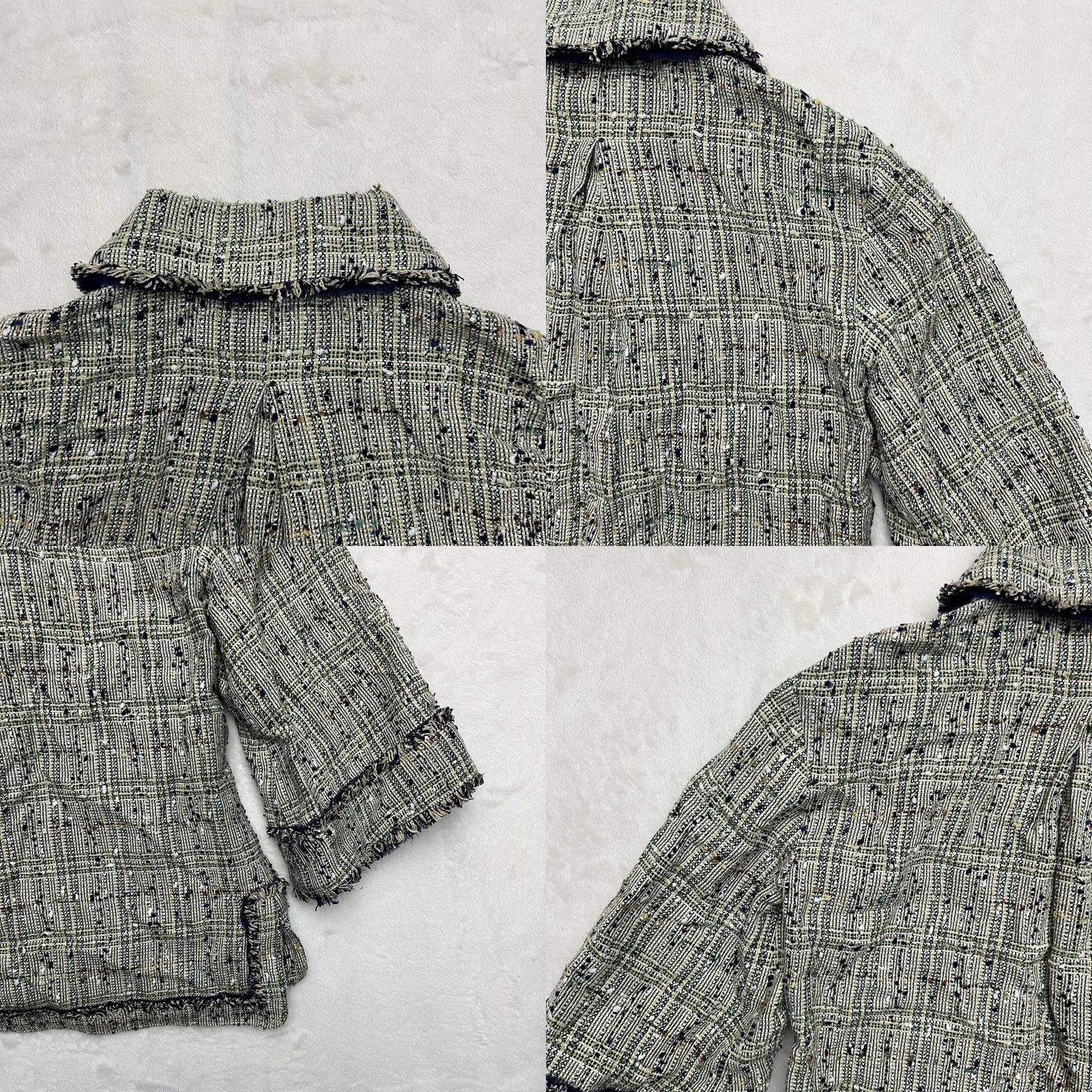 Brooks Brothers Brooks Brothers Jacket Top Blazer Womens 2 Green Tweed Boucle Fringe Lined Plaid Tailored Front Pockets Size XS / US 0-2 / IT 36-38 - 8 Thumbnail