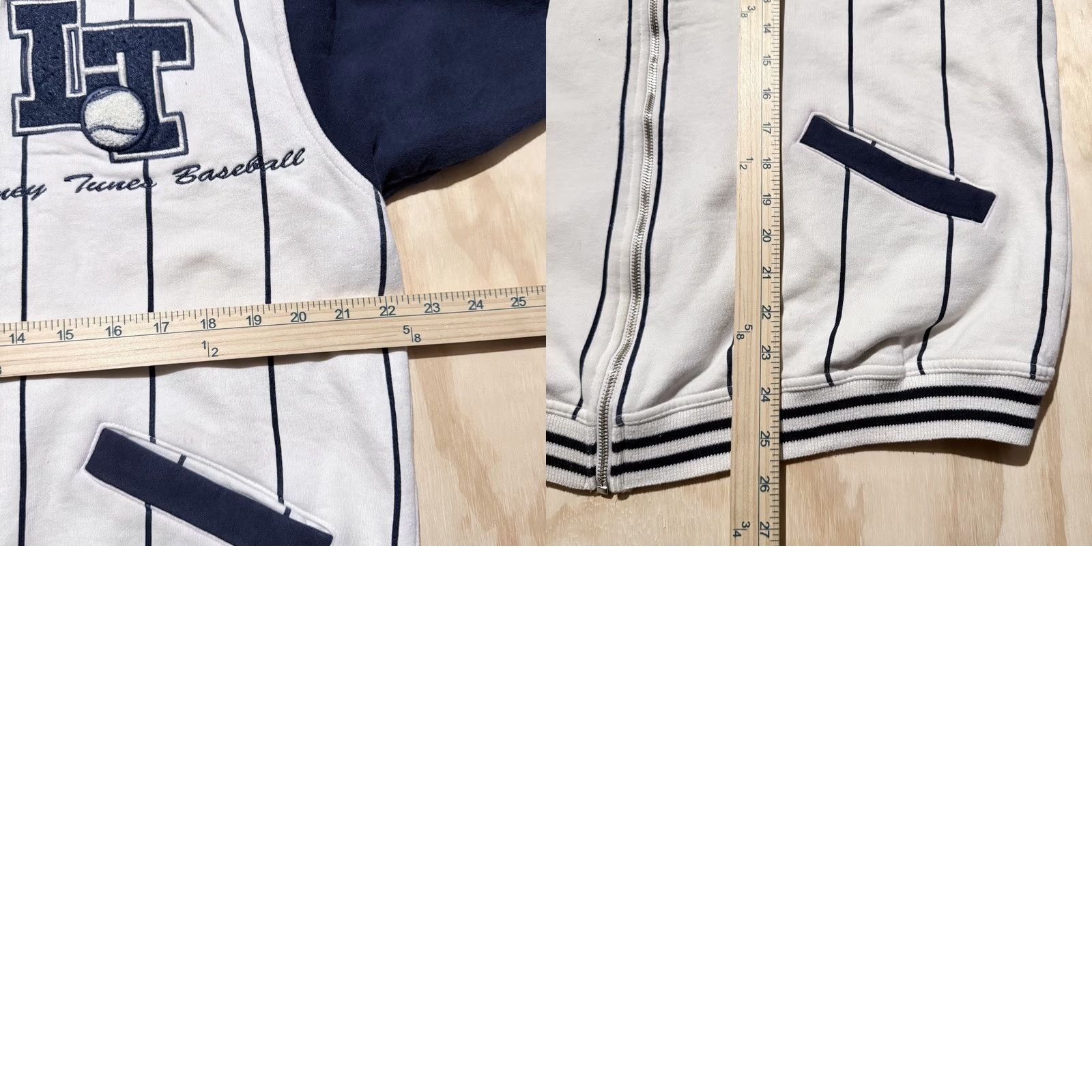 Vintage VINTAGE Acme Looney Tunes Baseball Jacket Men White Blue Striped Size M Size US M / EU 48-50 / 2 - 8 Thumbnail
