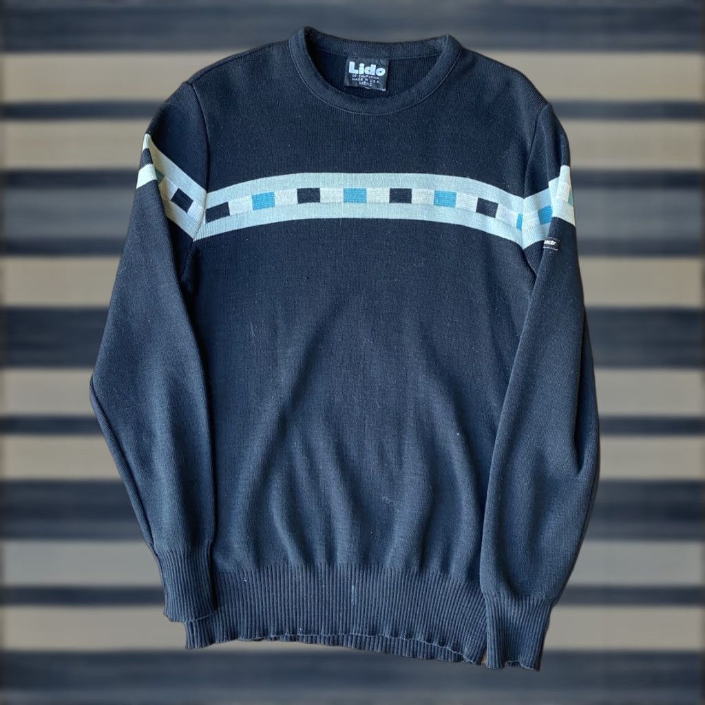 Vintage VINTAGE LIDO Sweater Geometric Wool Crewneck Men's M Black 80s California Logo Modern Regular Fold-in Casual Mens Size US M / EU 48-50 / 2 - 1 Thumbnail