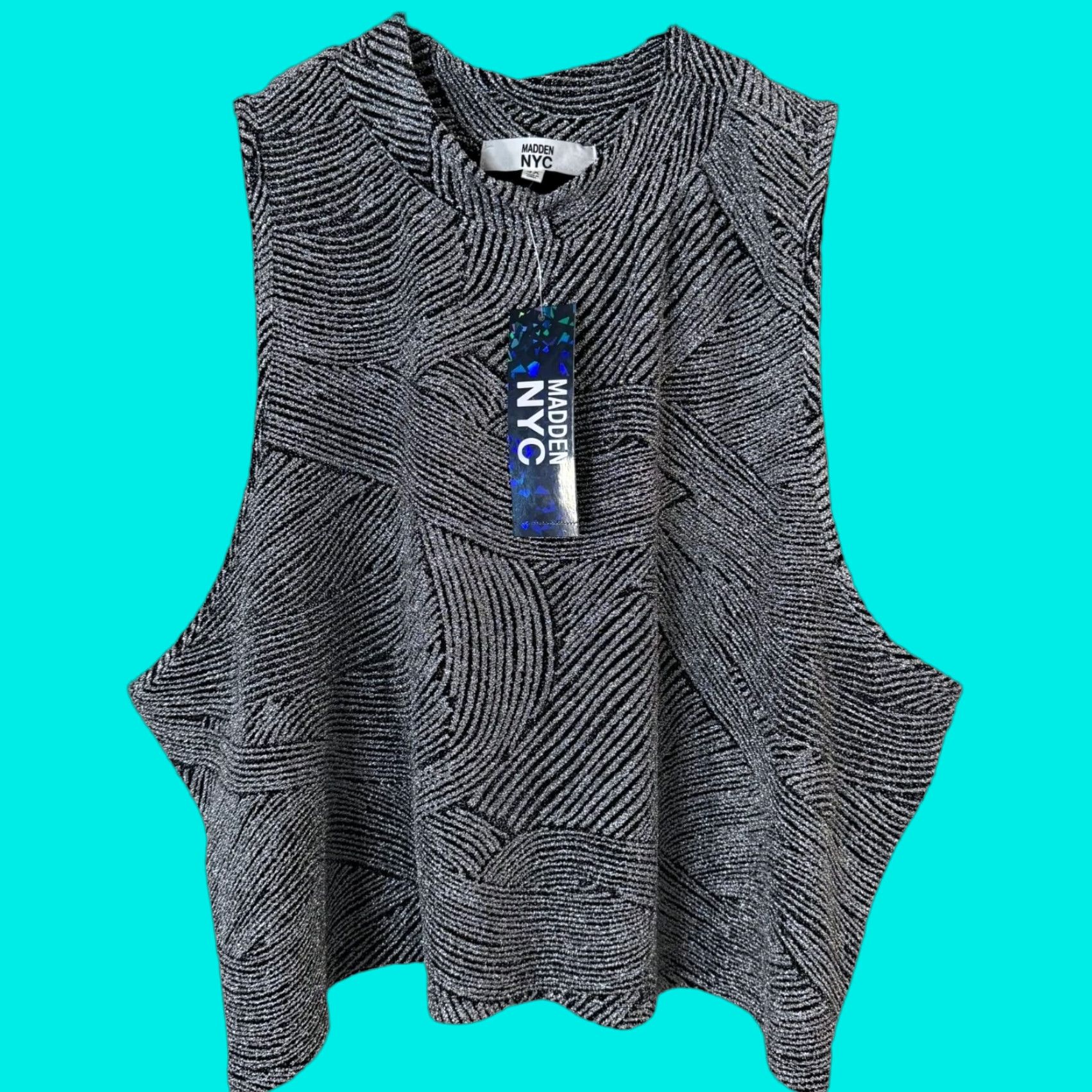 Vintage VINTAGE? No, it's Madden NYC by Steve Madden Metallic Mock Neck Top Silver 4X Women's Plus Size Cropped Sleeveless Party Blouse Size XXL / US 16-18 / IT 52-54 - 1 Thumbnail