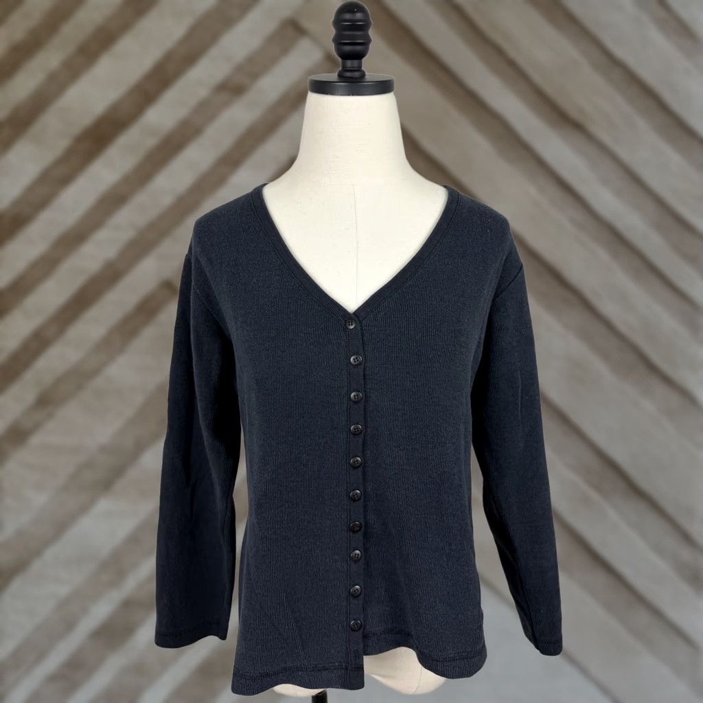 Vintage VINTAGE New York Style Blouse Shirt Womens M Black 90s Knit Lightweight Button Front AS IS Size M / US 6-8 / IT 42-44 - 1 Thumbnail