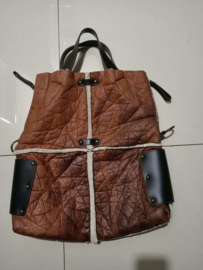 Genuine Leather Vintage Aleanto Collezioni Shearling Leather Tote Italy Size ONE SIZE - 1 Thumbnail