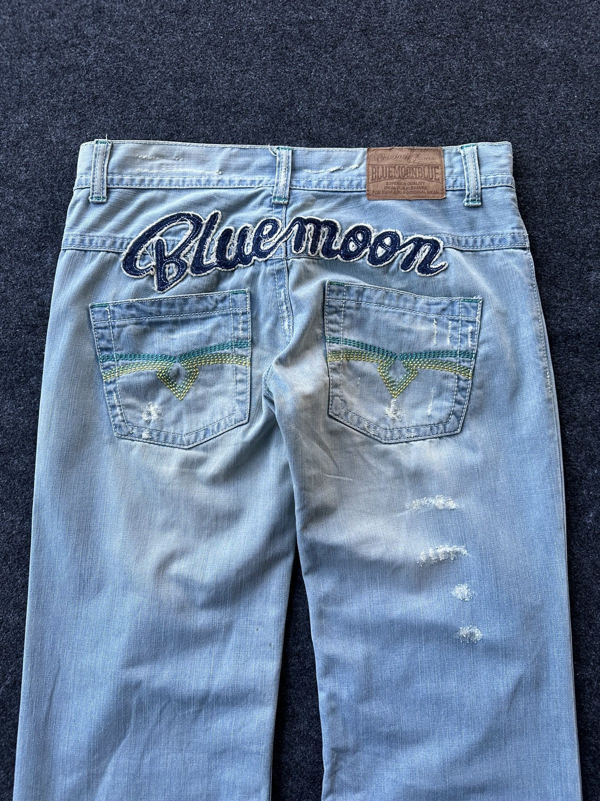 Blue Blue Japan 90s Bluemoon Surf Distressed Vintage Denim D232 Size US 29 - 3 Thumbnail