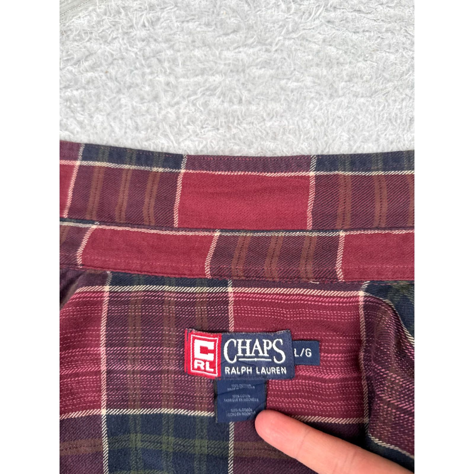 Chaps VINTAGE Chaps Ralph Lauren Shirt Men Adult Large Red Plaid Flannel 100% Cotton Long Sleeve Shirt Mens - 40 in Chest Seasonal Plaid Camping Outdoor 90s Size US L / EU 52-54 / 3 - 3 Thumbnail