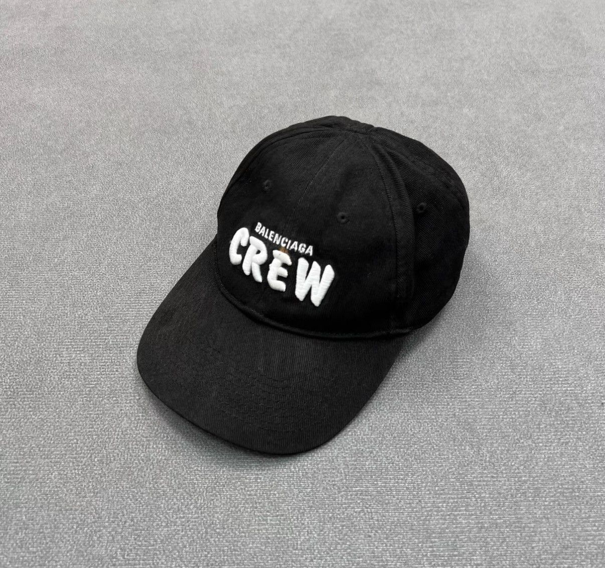 Balenciaga Balenciaga Black Distressed "CREW" Embroidered Baseball Cap Size ONE SIZE - 1 Thumbnail