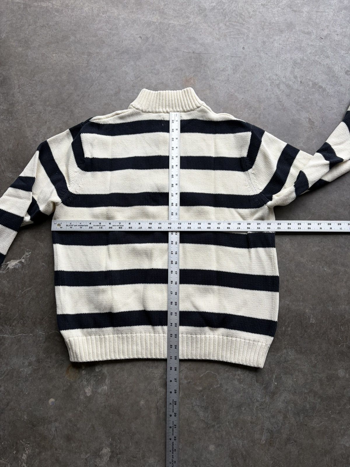 Chaps Chaps Cream/Black 1/4 Zip Cotton Preppy Mens Pullover 1990s Size US XL / EU 56 / 4 - 4 Thumbnail