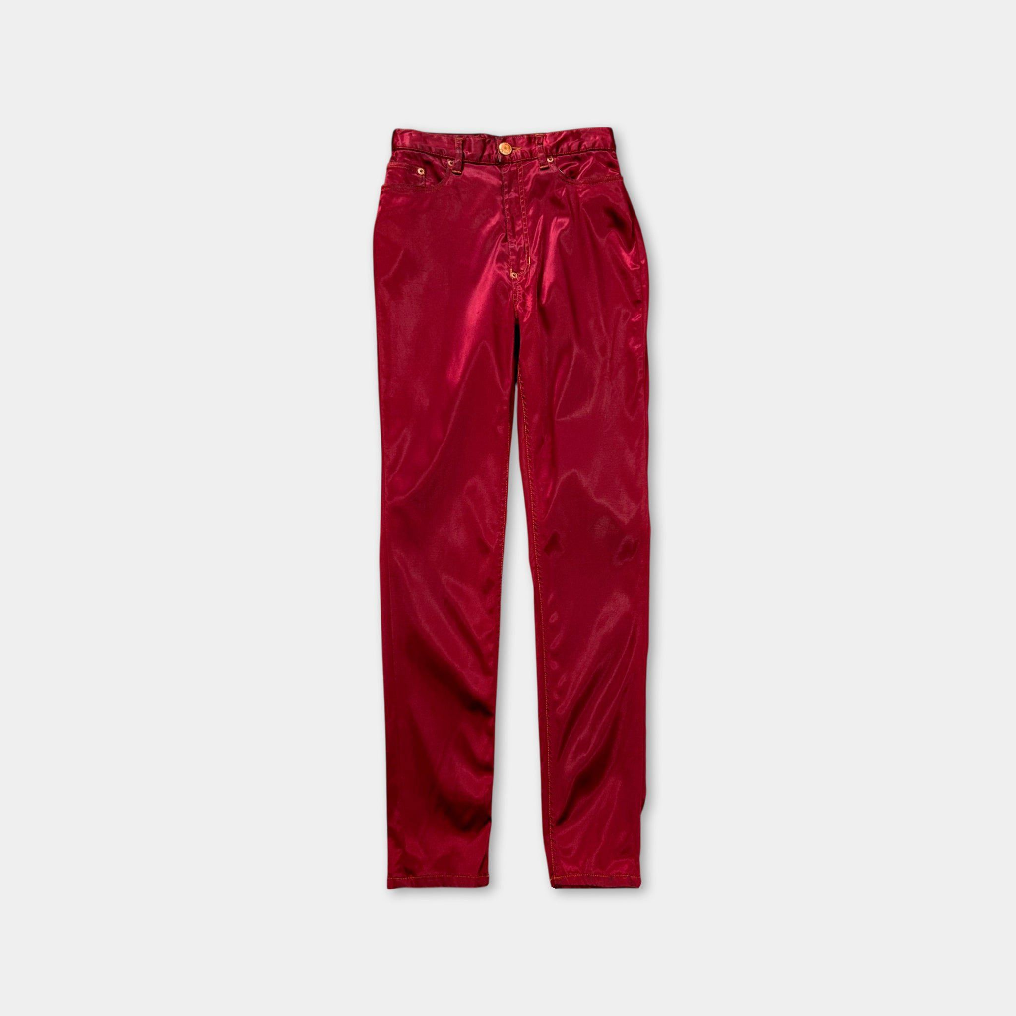 Jean Paul Gaultier Jean Paul Gaultier 90's Red Satin Nylon Pants Size 28" / US 6 / IT 42 - 1 Thumbnail