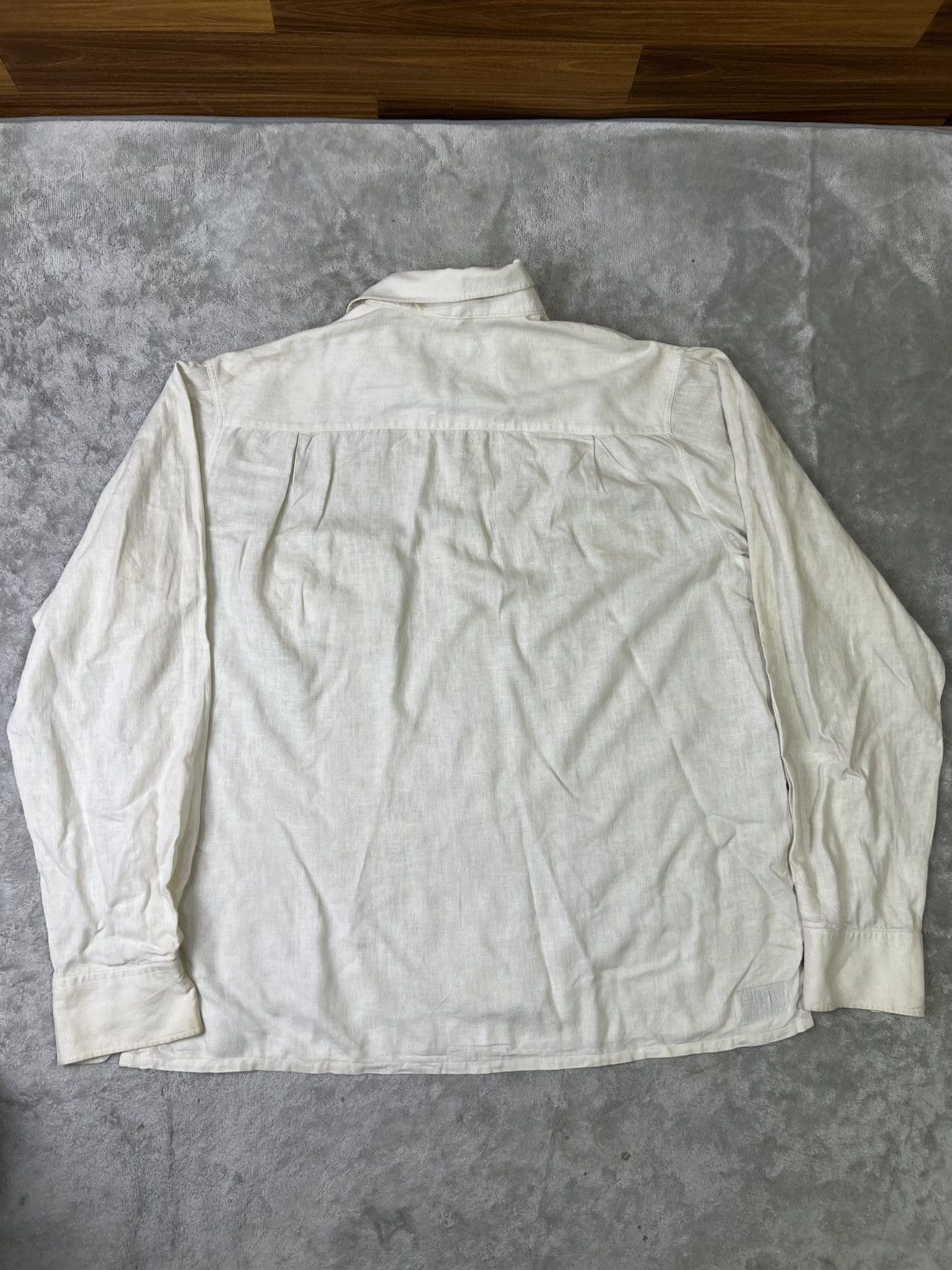 Armani Vintage Armani Jeans Linen Cotton Pullover Shirt Cream Beige Size US XL / EU 56 / 4 - 17 Thumbnail