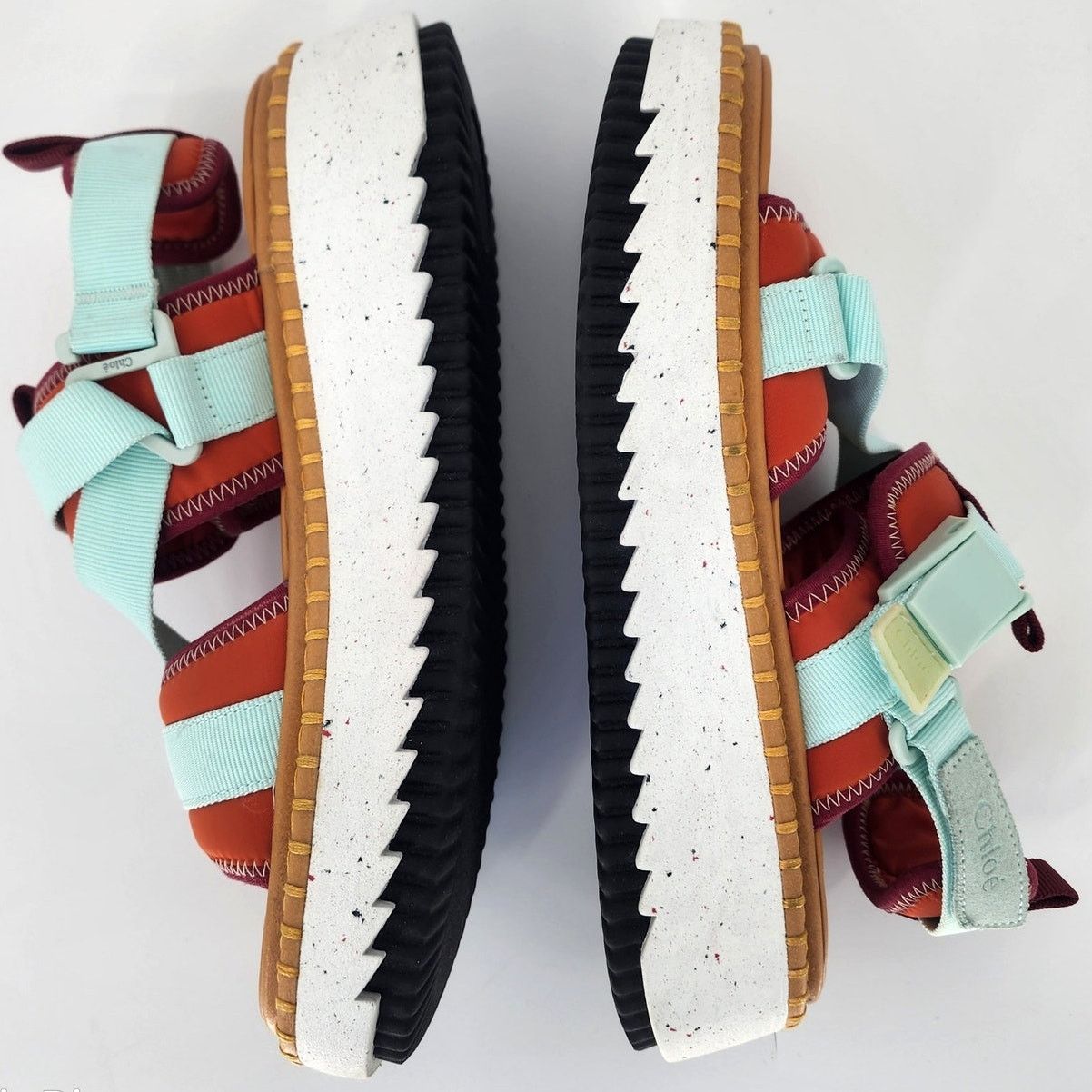 Chloe Chloé Lilli Multi-Strap Platform Sandals Orange/Teal EU 38 Size US 8 / IT 38 - 25 Thumbnail