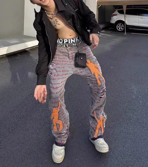Japanese Brand VIBE Street style patch heavily embroidered ripped jeans Size US 30 / EU 46 - 1 Thumbnail