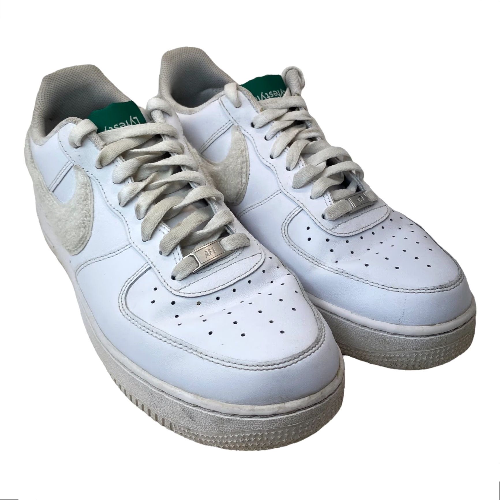 Nike RARE CUSTOM LYFESTYLE BROOKLYN NIKE AIR FORCE 1 '07 TRIPLE WHITE MENS 11.5 PATCH Size US 12 / EU 45 - 2 Thumbnail