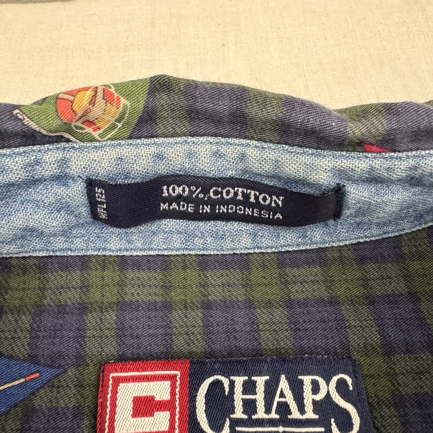 Chaps VINTAGE Chaps Ralph Lauren Men's Button-Down Shirt Adult Large Plaid Flag 90s Green Size US L / EU 52-54 / 3 - 4 Thumbnail