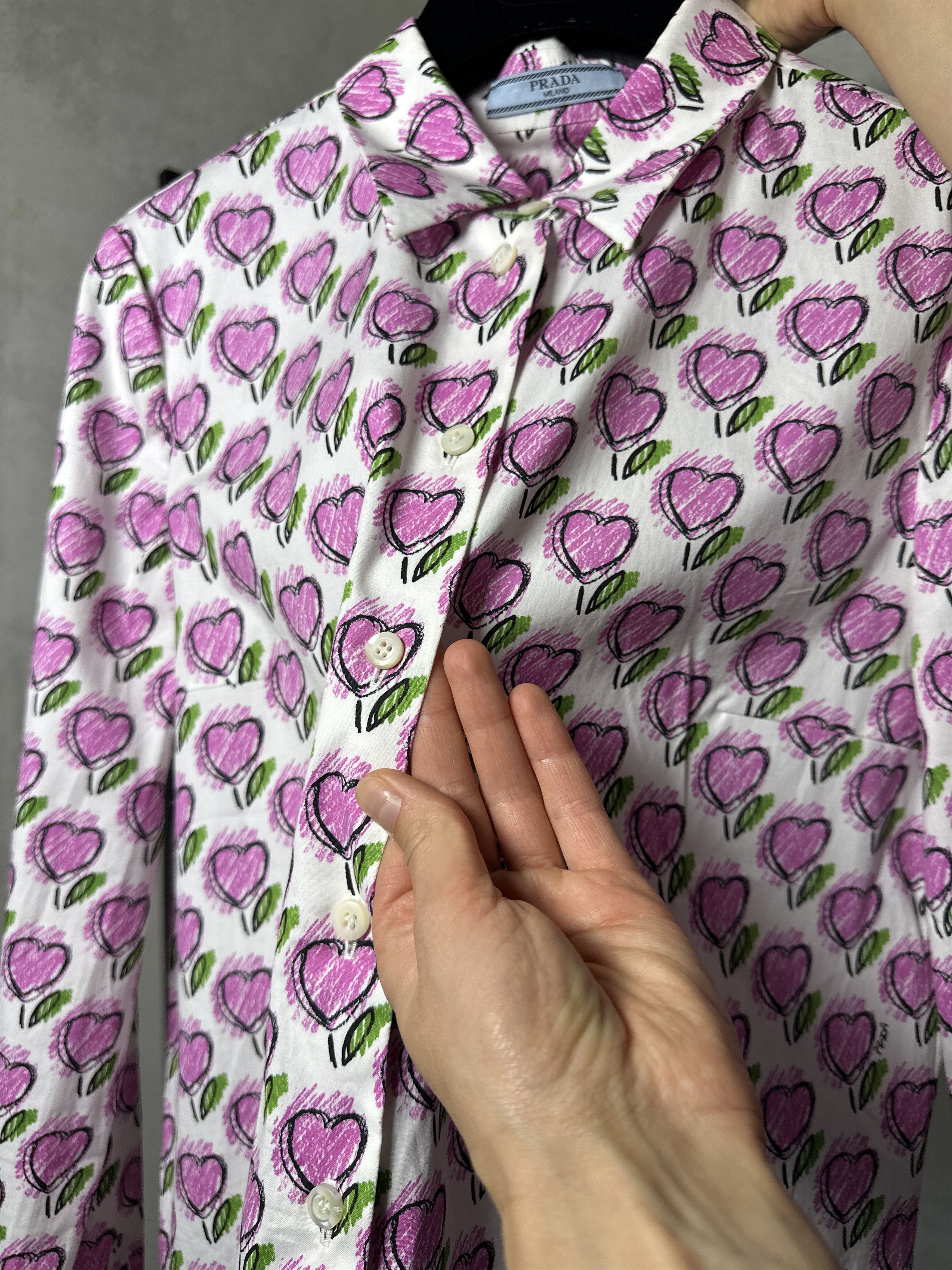Prada Prada Heart Print Ruffle Shirt Size M / US 6-8 / IT 42-44 - 6 Thumbnail
