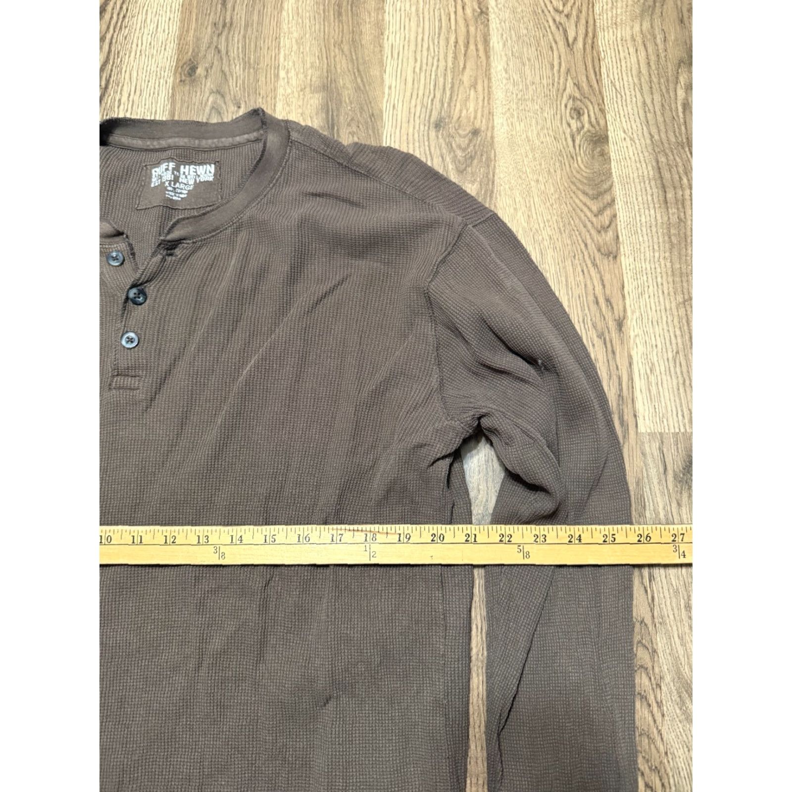 Vintage Ruff Hewn Shirt Mens XL Brown Long Sleeve Henley 1/4 Buttons Shirt Regular? Size US XL / EU 56 / 4 - 6 Thumbnail