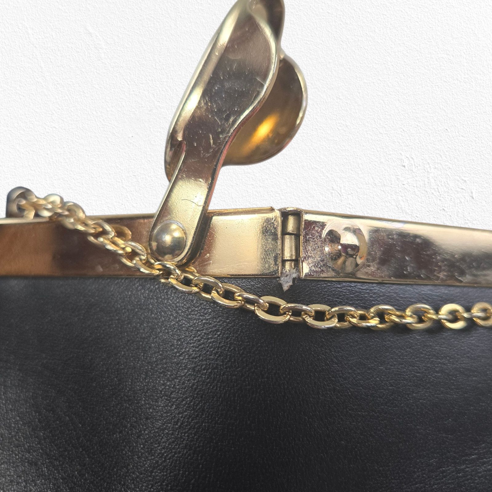 Vintage Vintage 1950s Black Leather Frame Evening Bag Size ONE SIZE - 16 Thumbnail