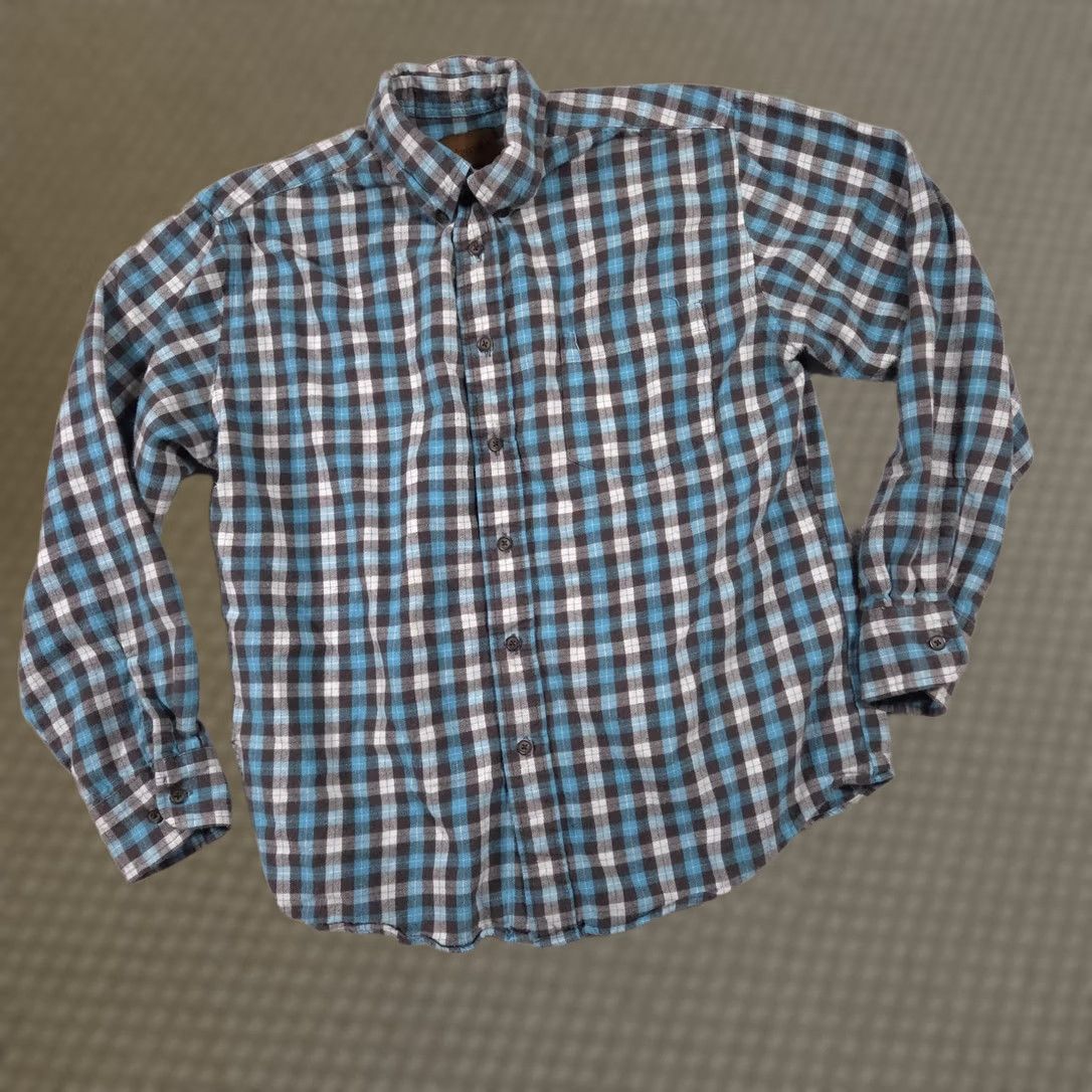 Vintage St. John's Bay Shirt Mens Medium Blue Brown Plaid Button Front Long Sleeve Cotton Shirt Size US M / EU 48-50 / 2 - 1 Thumbnail