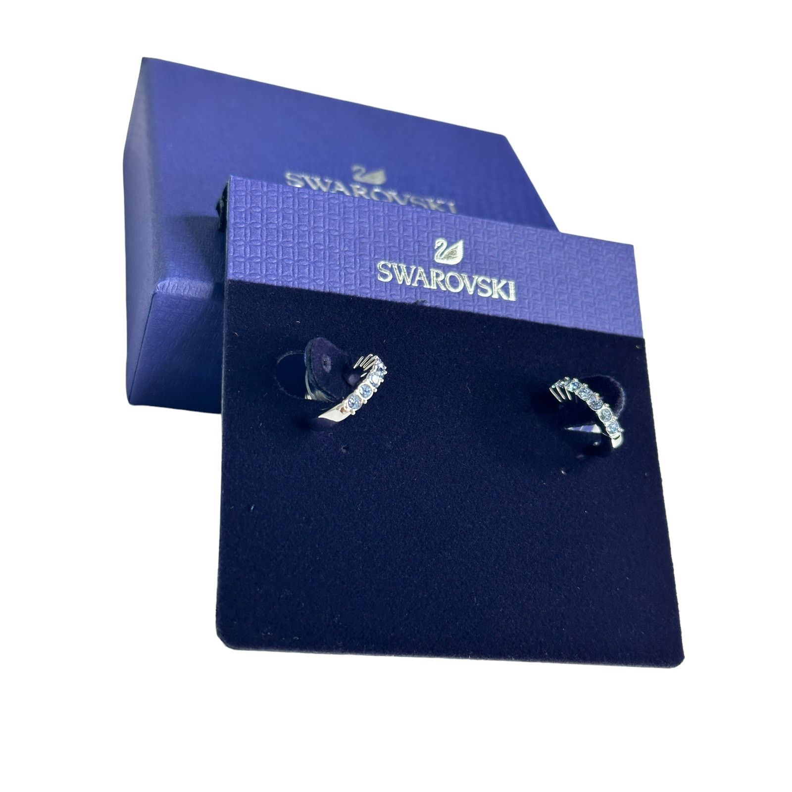 Swarovski Swarovski Mini Hoop hoop earrings Blue, Rhodium plated Size ONE SIZE - 2 Thumbnail