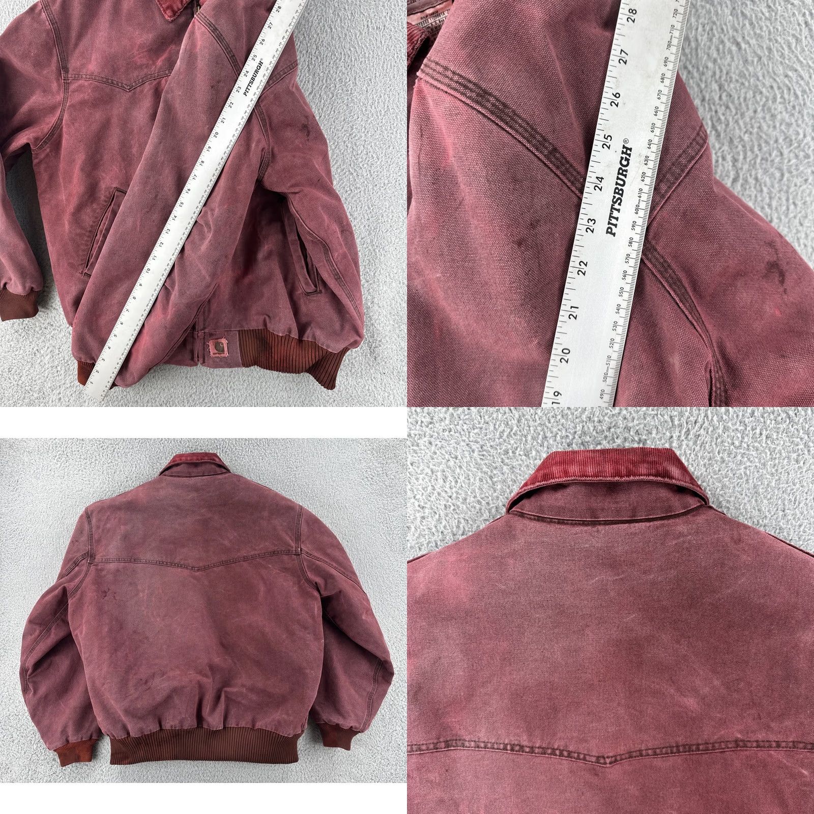 Carhartt VINTAGE Carhartt Jacket Mens XL J14CHT Over Dyed Burgundy Red Distressed Santa Fe Lined Red Coat Size US XL / EU 56 / 4 - 9 Thumbnail