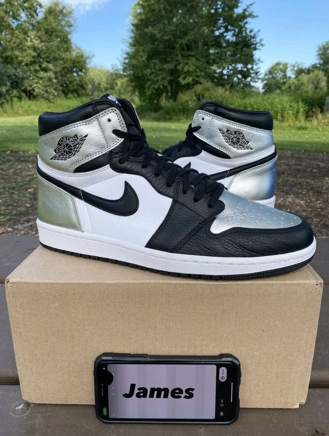 Jordan Brand Air Jordan Retro 1 High OG Silver Toe Size 14.5 W (13 Men) Size US 12 / IT 42 - 1 Thumbnail