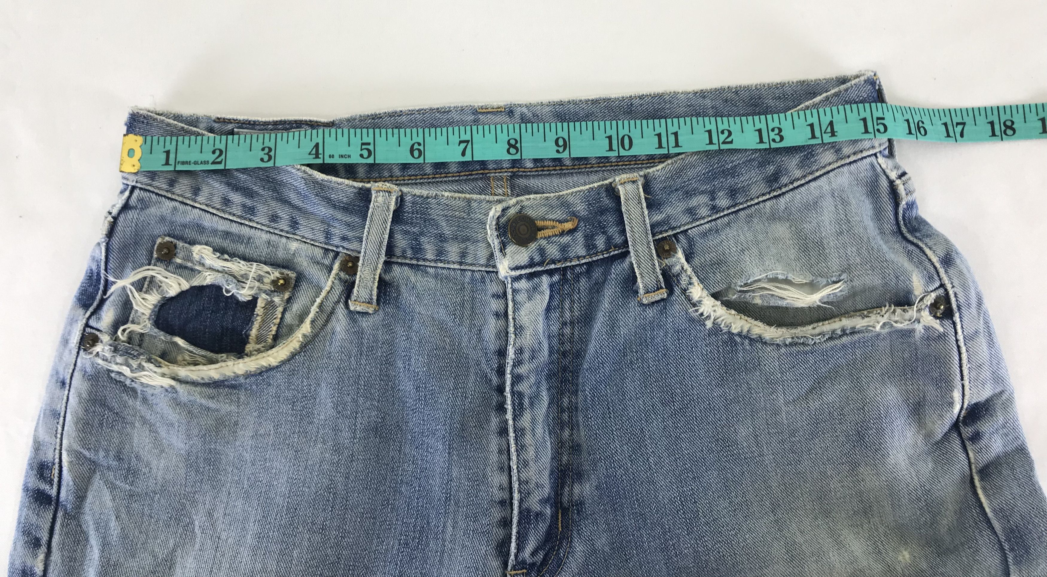 Edwin Vintage Edwin 403 Light Wash Distressed Jeans Size US 30 / EU 46 - 14 Thumbnail