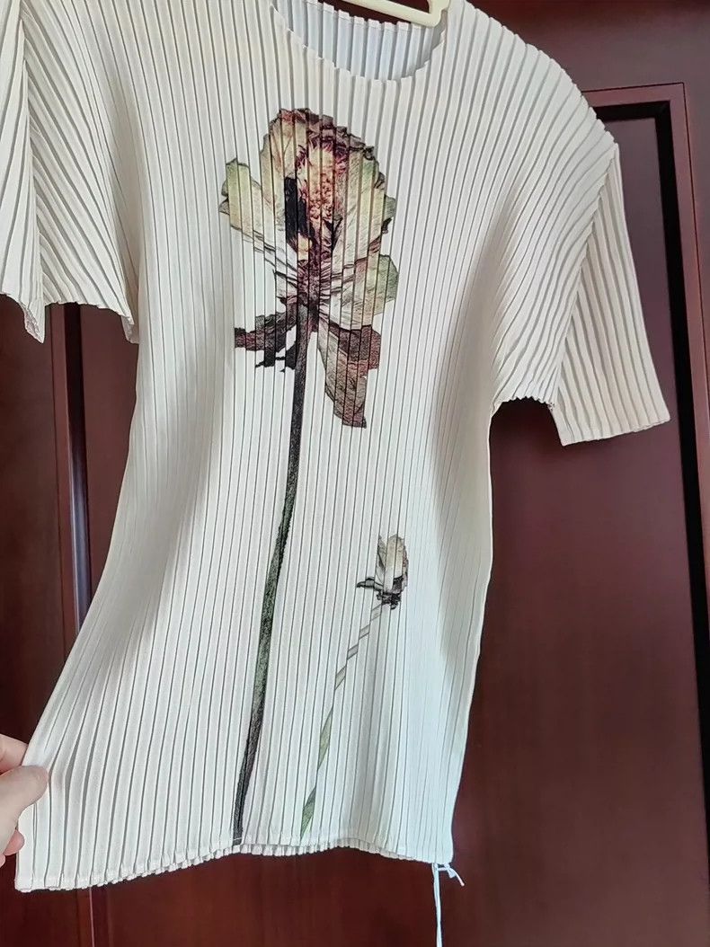 Issey Miyake Issey Miyake size:2 Beige short-sleeved top with a main li Size S / US 4 / IT 40 - 4 Thumbnail