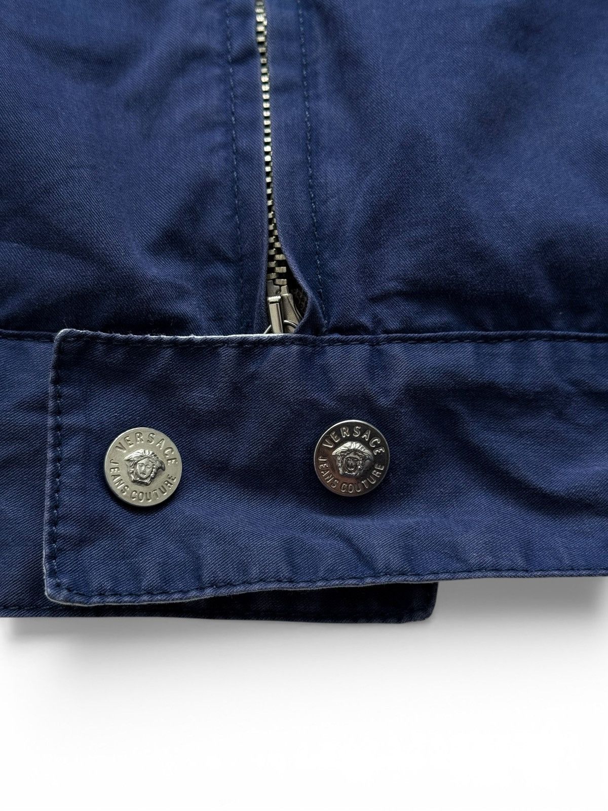Versace 2000s Versace Blue Cotton Zip Jacket Size US XL / EU 56 / 4 - 7 Thumbnail