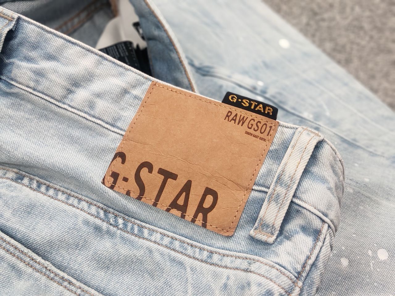 G-Star G star raw custom denim Flared le Grand Bleu peint Jeans Y2K Size US 33 - 16 Thumbnail