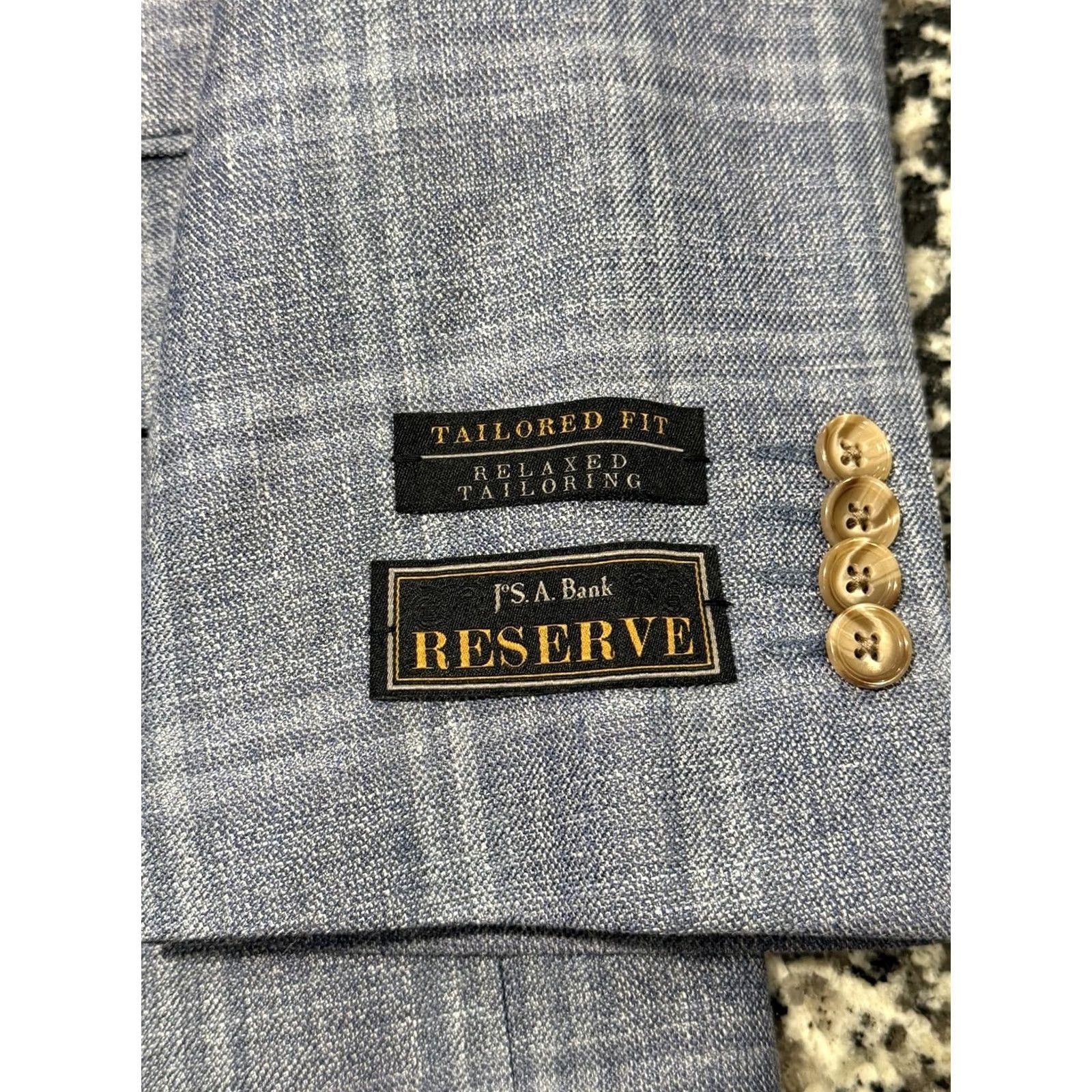 Jos. A. Bank NWT Jos A Bank Reserve Tailored Fit 46 R Linen Silk Blue Plaid Blazer Sport Coat Jacket Button-Front Notch Lapel Men Size 46R - 3 Thumbnail