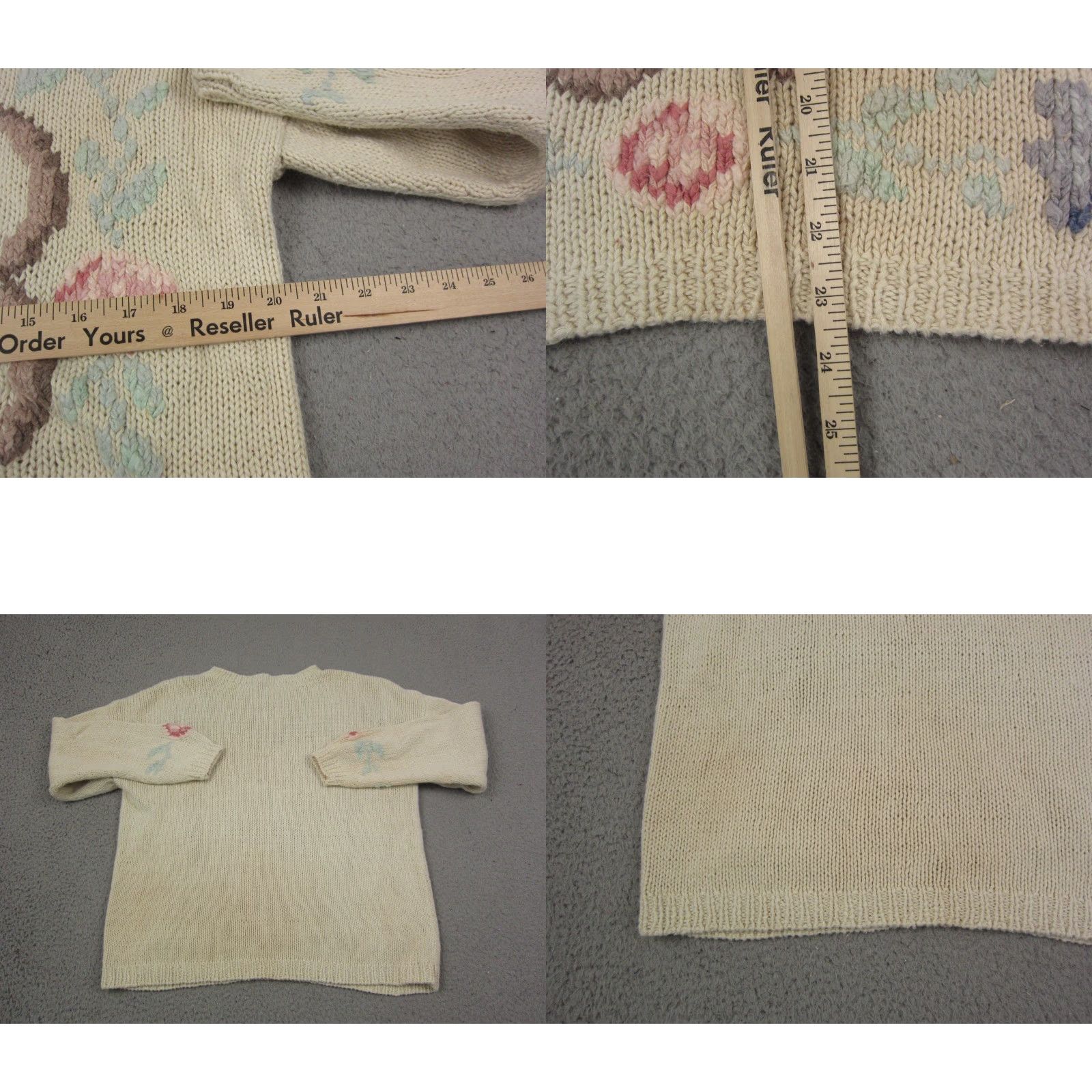 Vintage VINTAGE Michelle Stuart Sweater Women L Crew Neck Floral Knit Pullover 90s Ivory Size L / US 10 / IT 46 - 8 Thumbnail