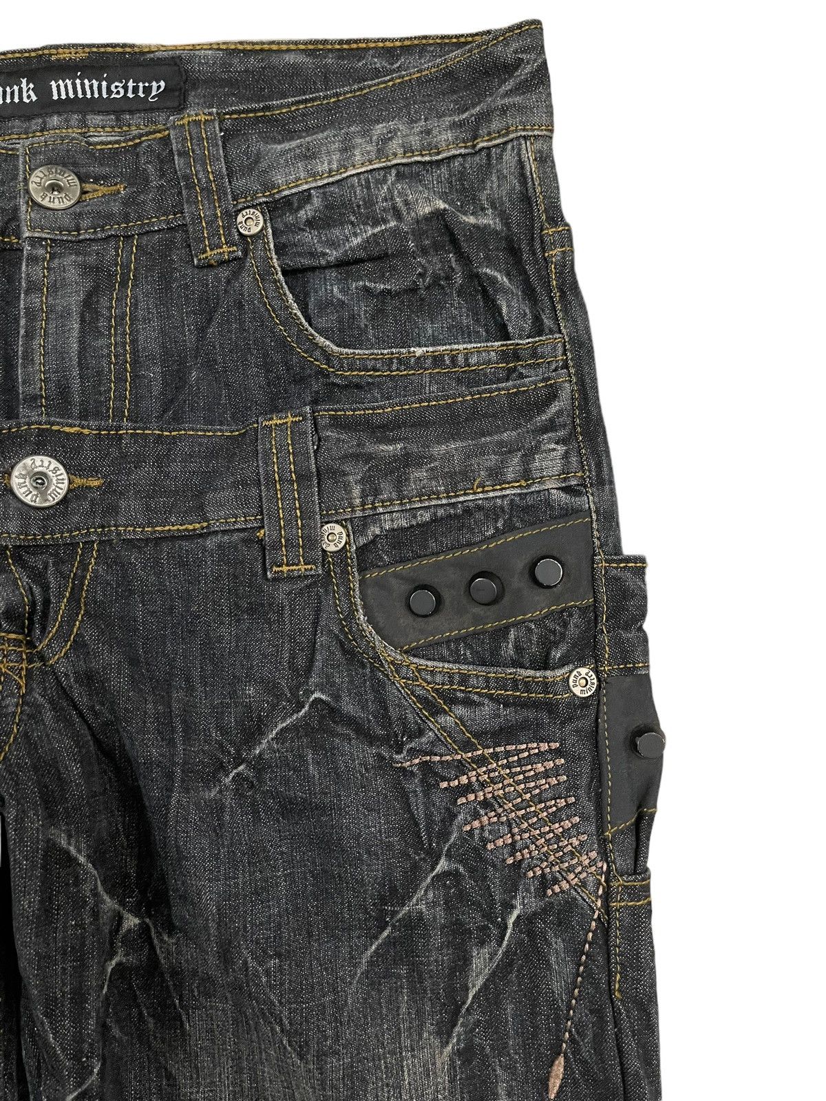 If Six Was Nine Vintage Japan Punk Ministry Double Waist Bondage Style Jeans Size US 31 - 12 Thumbnail