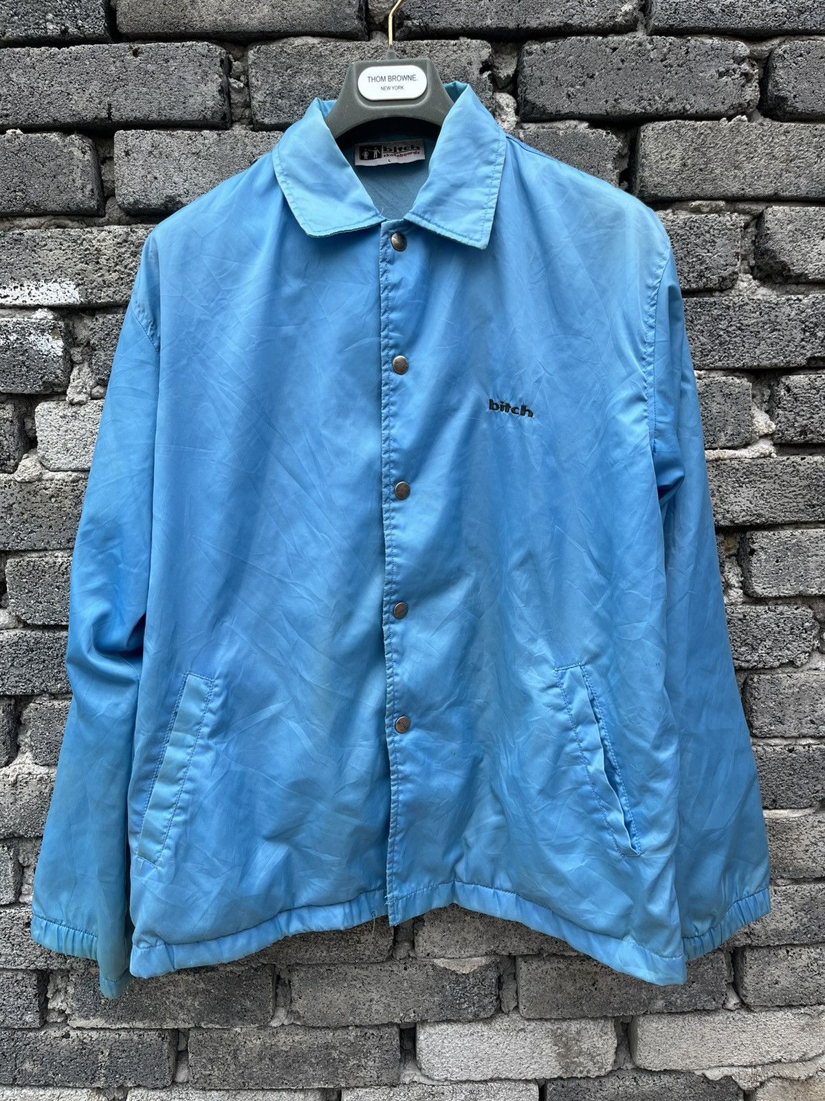 Vintage Vintage Snap Button Solid Blue Bitch Jacket, Long Sleeve Size US L / EU 52-54 / 3 - 1 Thumbnail