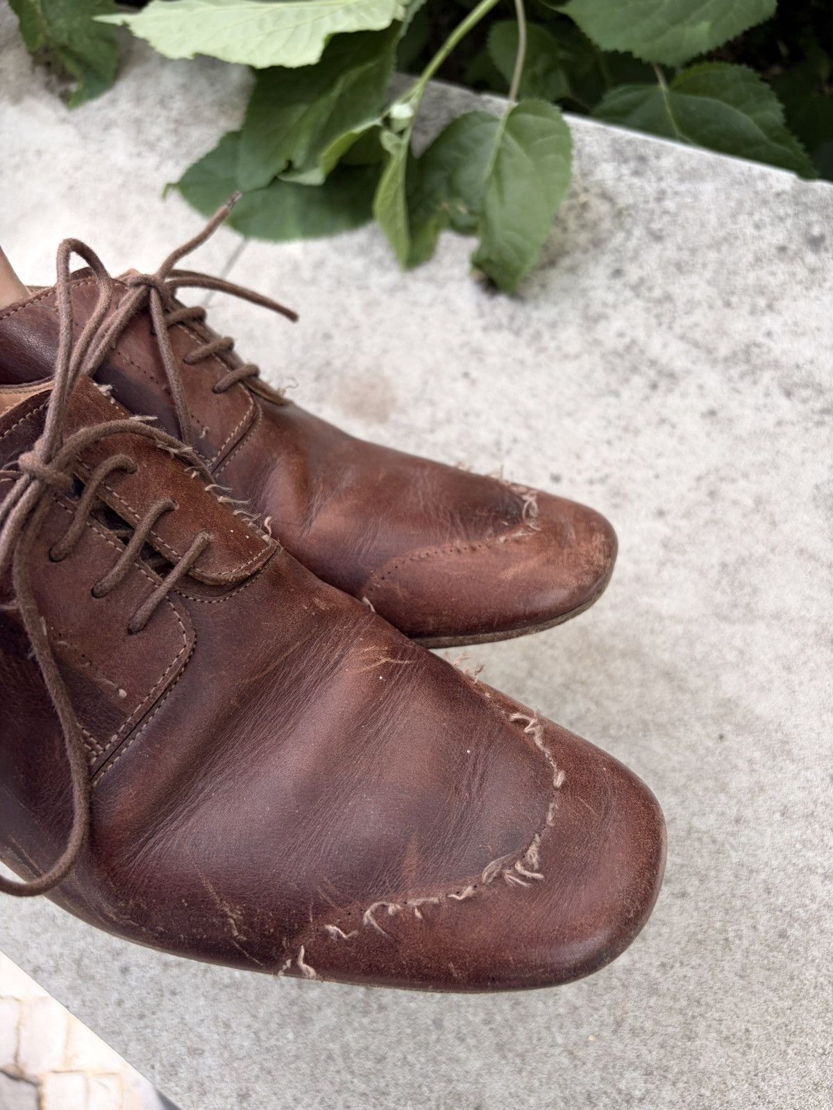 Maison Margiela Distressed Special stitching brown leather Oxfords Shoes Size US 8 / EU 41 - 4 Thumbnail